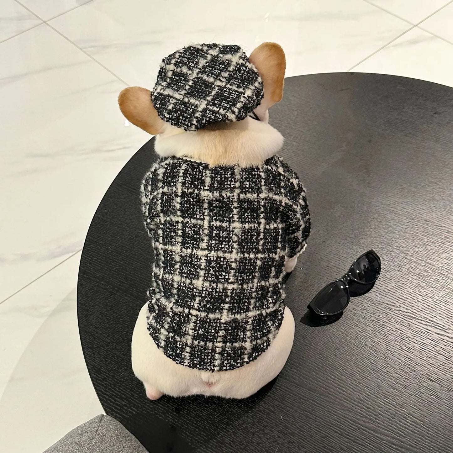 New Winter Classic Plaid Dog Clothes Exquisite Jacket And Hat Set Dog Jacket French Bulldog Schnauzer For Samll Medium Dog