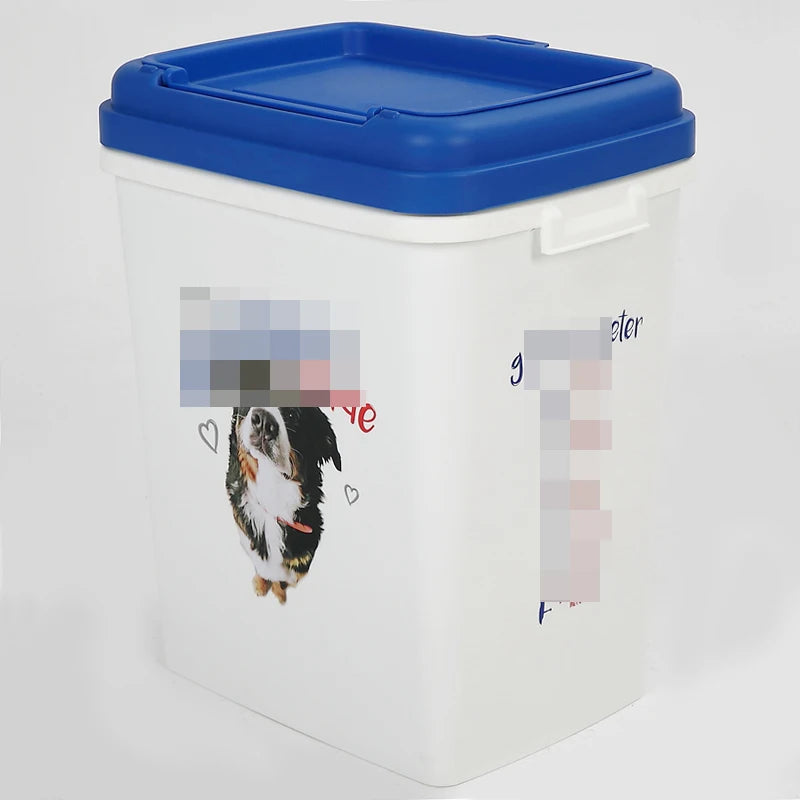 Plastic Pet Dog Food Storage Containers with Lid Airtight Sealed 15kg 40l Custom Printing Cat Dry Food Bin