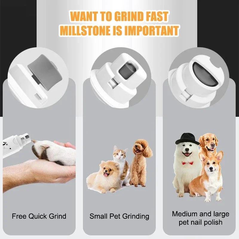 Rechargeable Dog Nail Grinder with Light 2-Speed Pet Nail Trimmers for Large Dogs Electric Cat Nail Clippers Pet Supplies