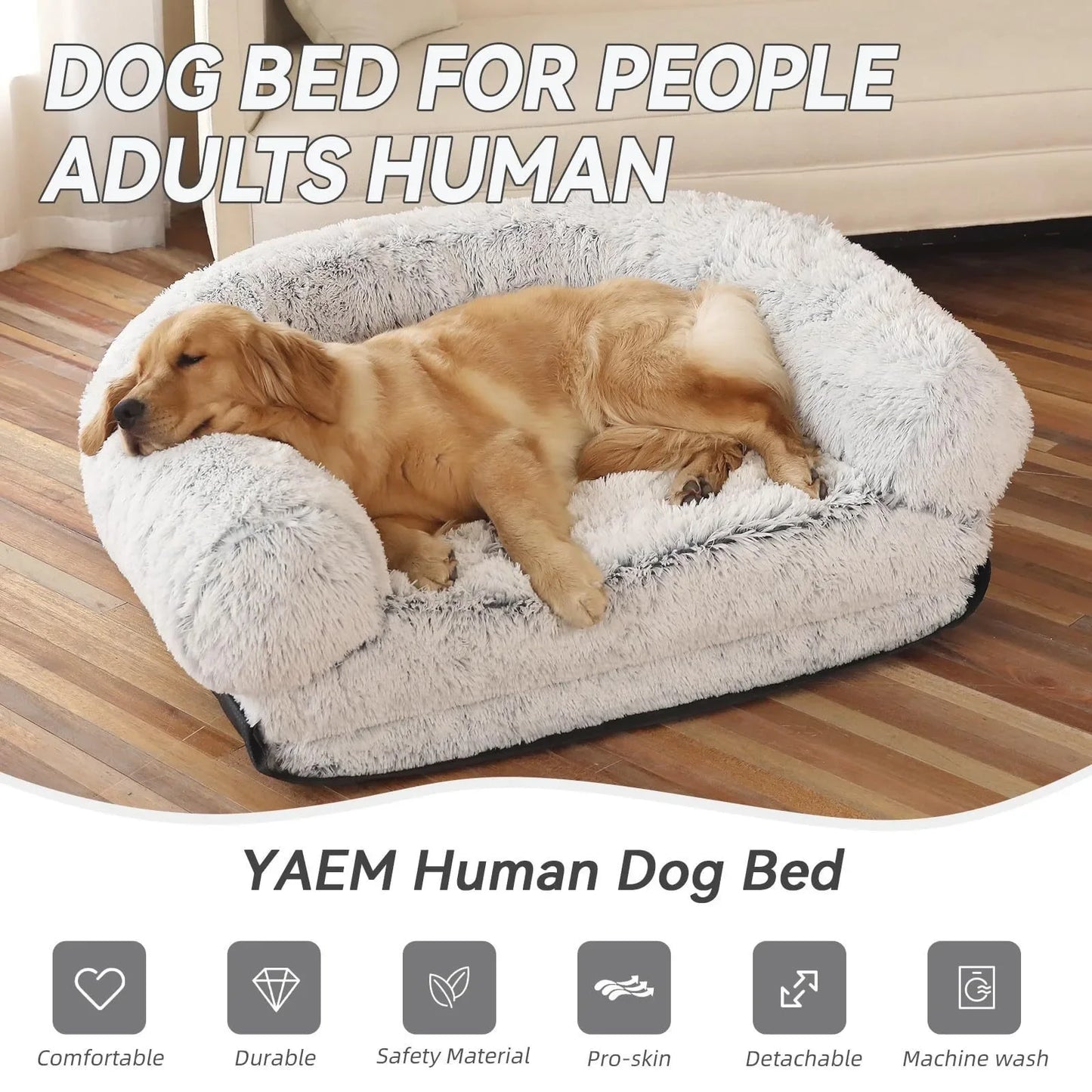 Human Pet Sofa Removable Washable Convenient Unfolding Large Dog Bed Plush Human Pet Sharing Kennel Soft Dog Cushion