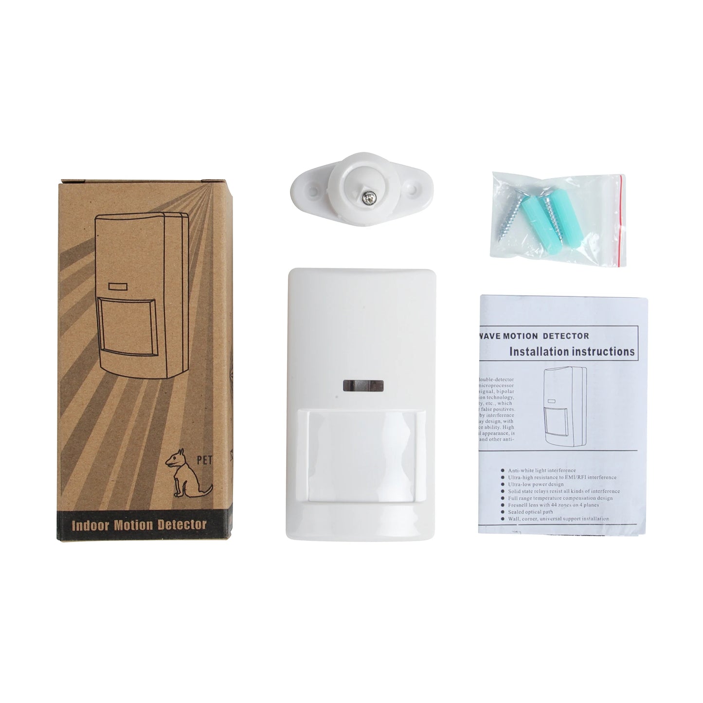 DC12V Dual-tech MW+PIR Wired Motion Sensor Microwave Sensor Infrared Detector Anti-tamper Pet Immune Wide angle Detection Range