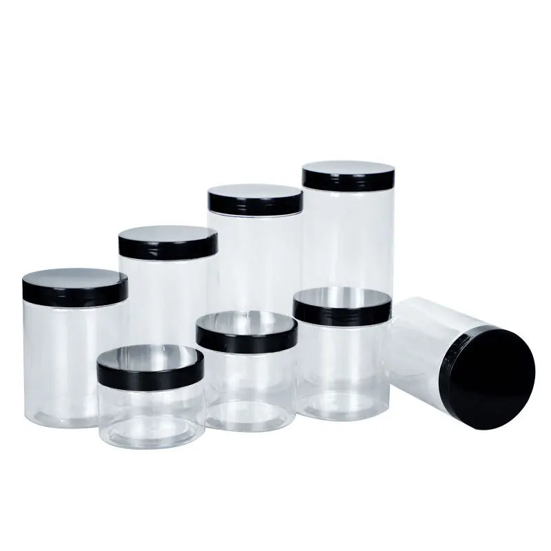Wholesale 50pcs/pack Empty Plastic Clear Cosmetic Jars PET Food Jar Makeup Container With plastic lid Food Cans Seal Cans