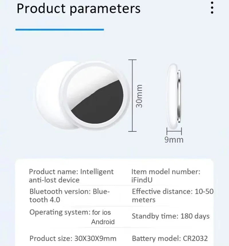 Mini Smart GPS Tracker System For FindMy App Smart Bluetooth 5.3 Locator Child Finder Bag Anti-Loss Pet Collar with Tracker