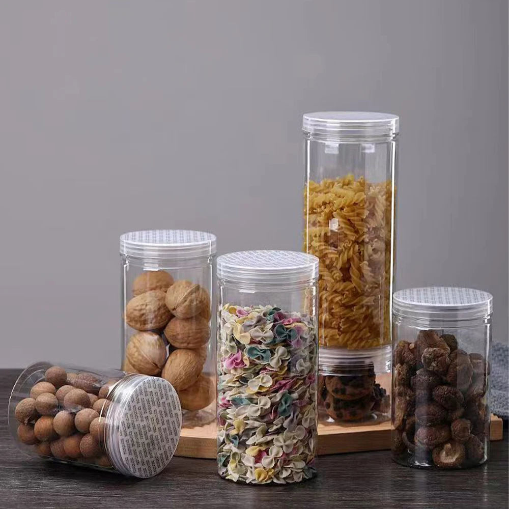 10pcs 500ml 1000ml Plastic Food Jar with Lid PET Seal Pot Empty Food Canister Storage Container Travel