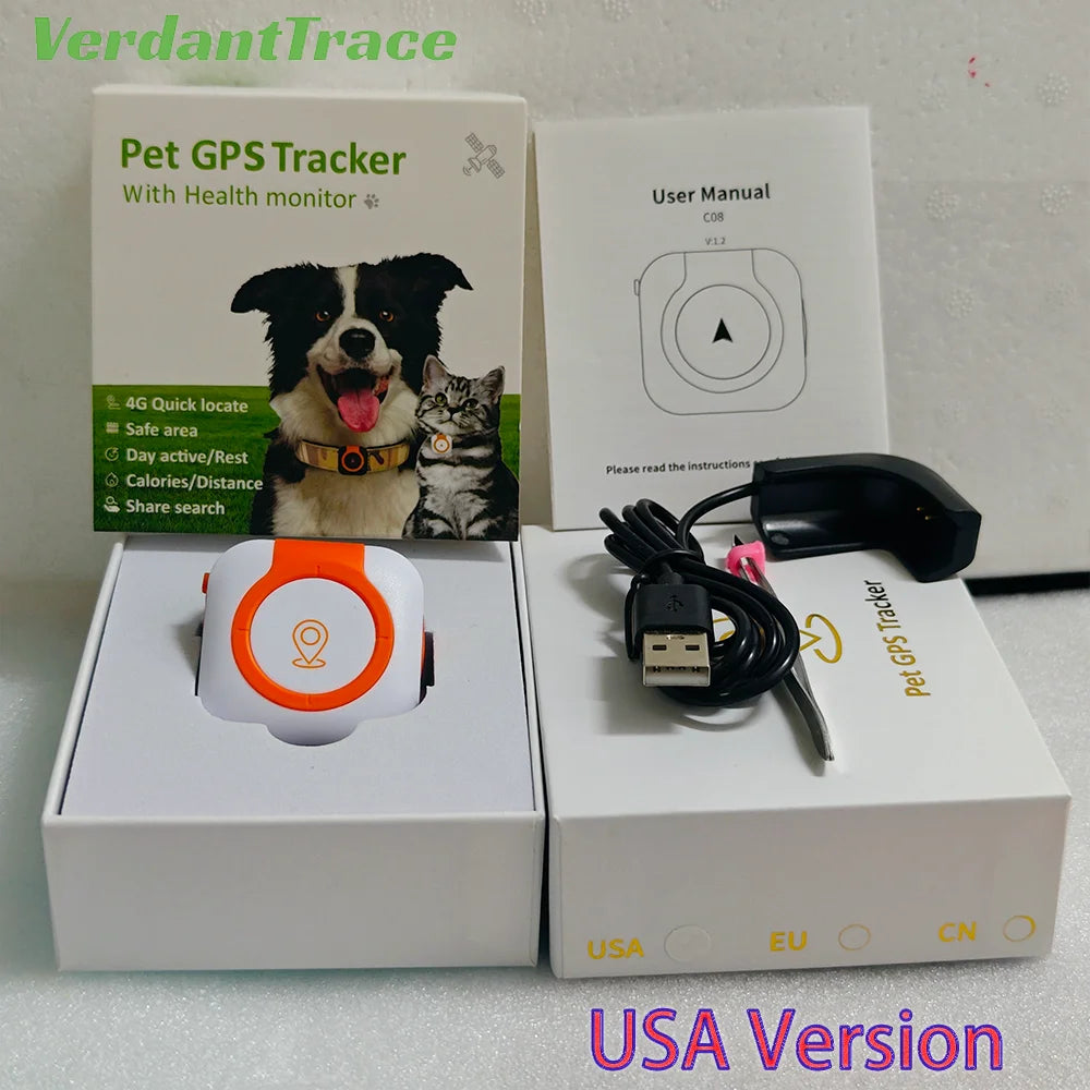 4G GPS Tracker Dog Cat IP67 Waterproof Pet Tracker Geo-fence Dog Collar Monitor Real Time GPS Sports Tracking Health Monitoring