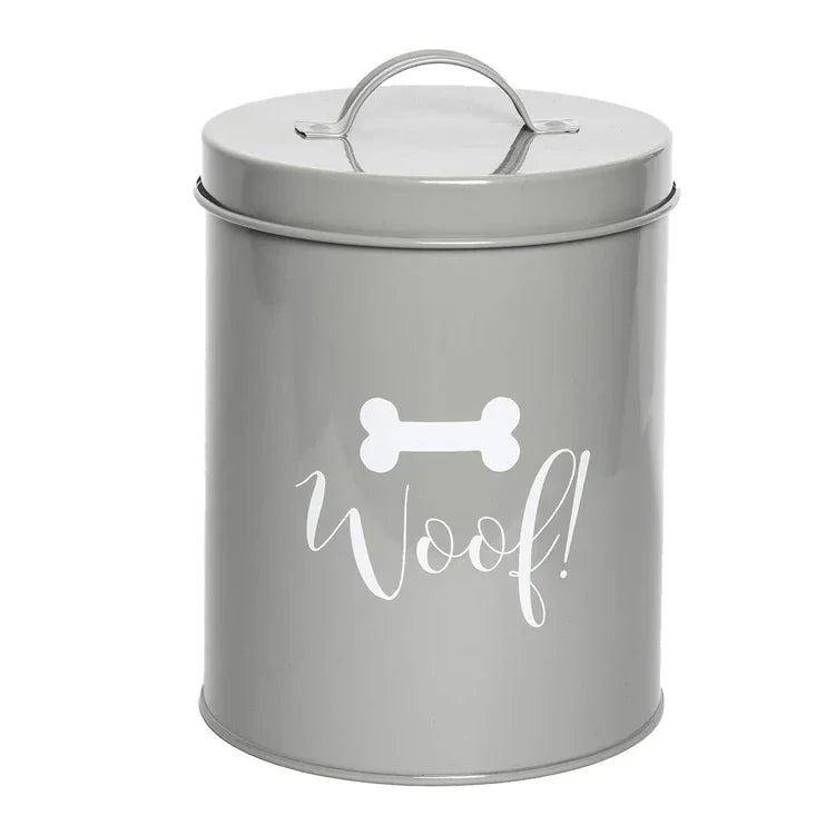 Galvanized Iron Dog Food Container Pet Food Storage Tin Dog Treat Jar with Lid for Pet