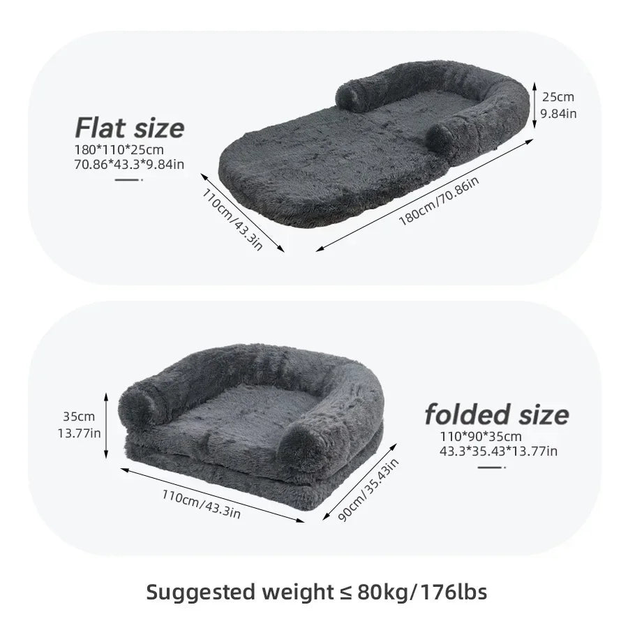 Human Pet Sofa Removable Washable Convenient Unfolding Large Dog Bed Plush Human Pet Sharing Kennel Soft Dog Cushion