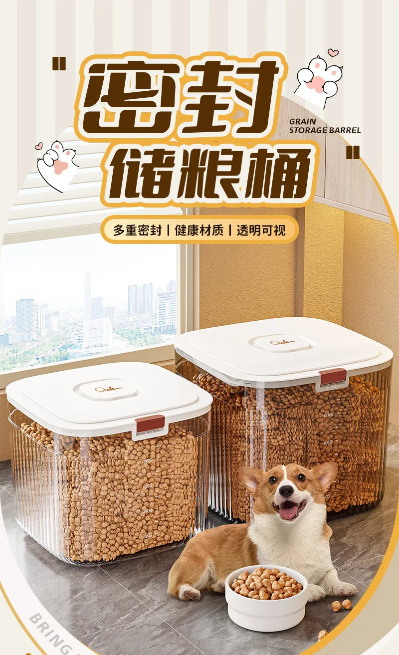 Pet Food Storage Bucket Dog Food Bucket Moisture-proof Storage Cat  Box With Lid