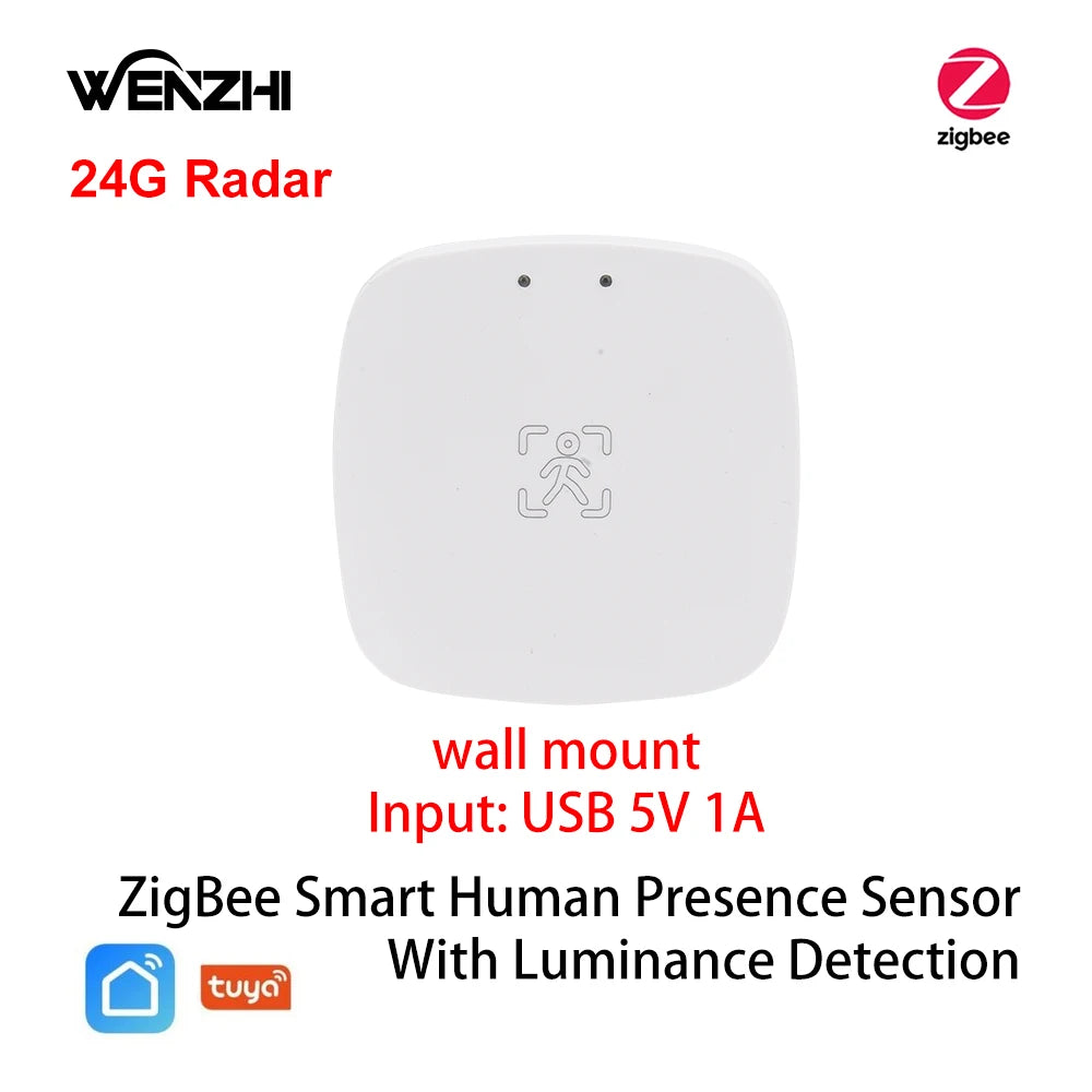 Wifi/ZigBee 5.8/24G MmWave Radar Human Presence Motion Sensor With Luminance/Distance Detection Tuya Smart Life Home Automation