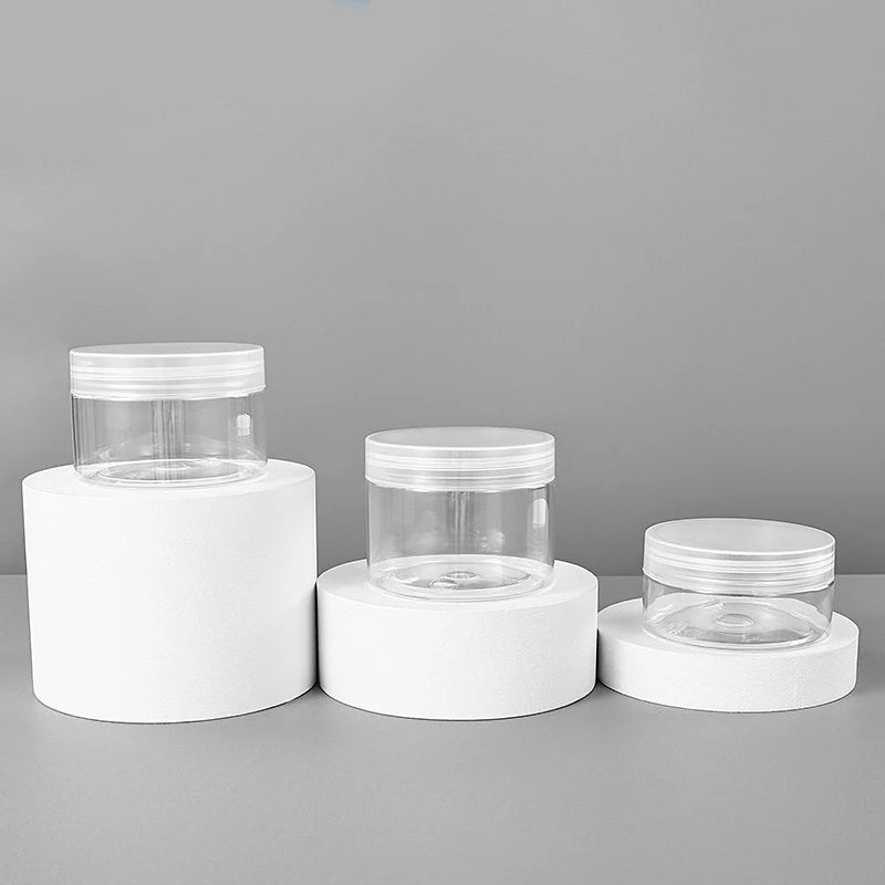 30Pcs 80-200ml Plastic Clear Jars With Screw Lid PET Round Eye Cream Containers Refillable Makeup Bottles Travel Accessories