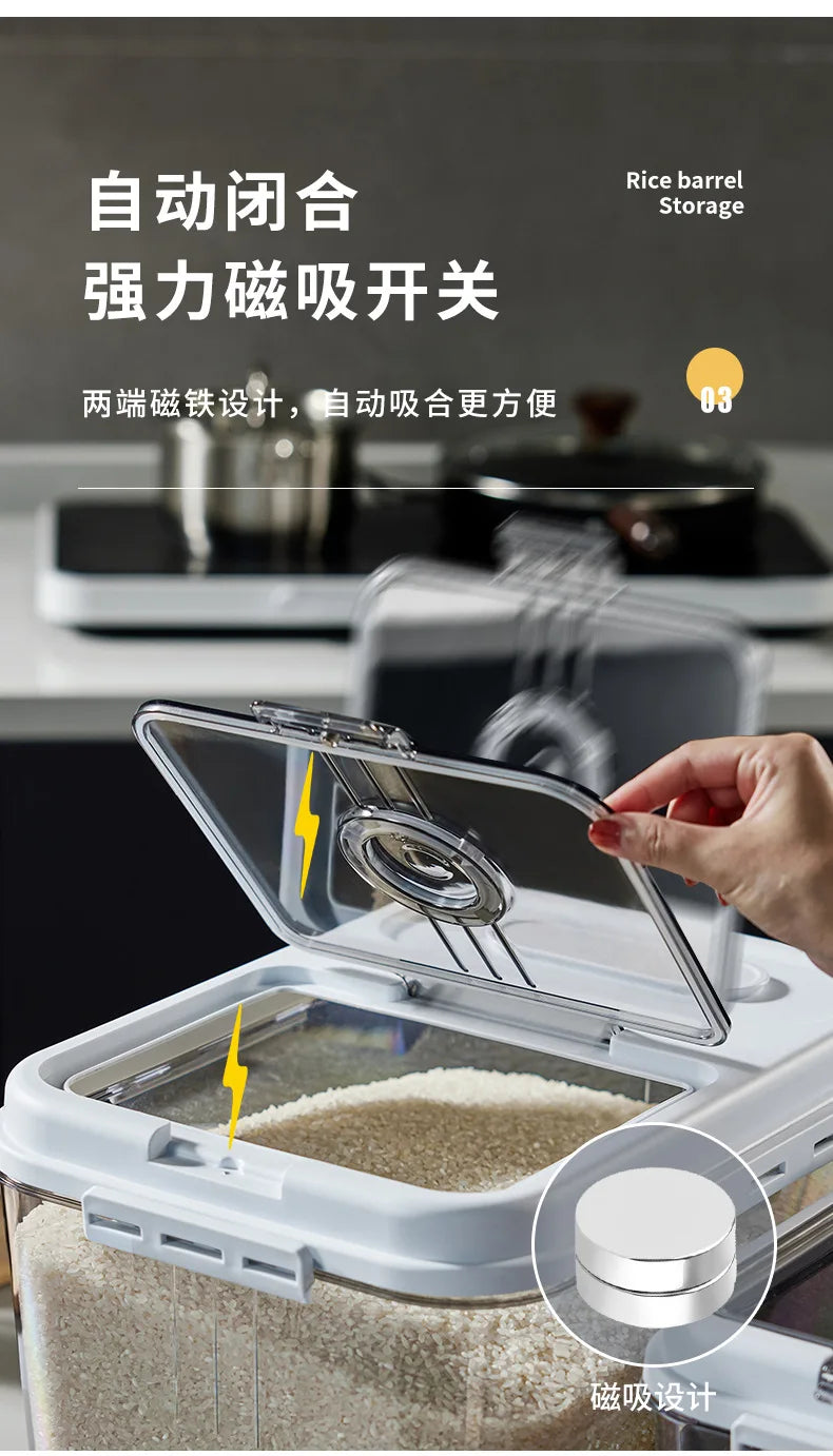 7.5kgs Plastic Rice Storage bucket Grain Dispenser Container Kitchen Organizer Pet Cat Dog Food Storage Bin Barrel Box With Lid