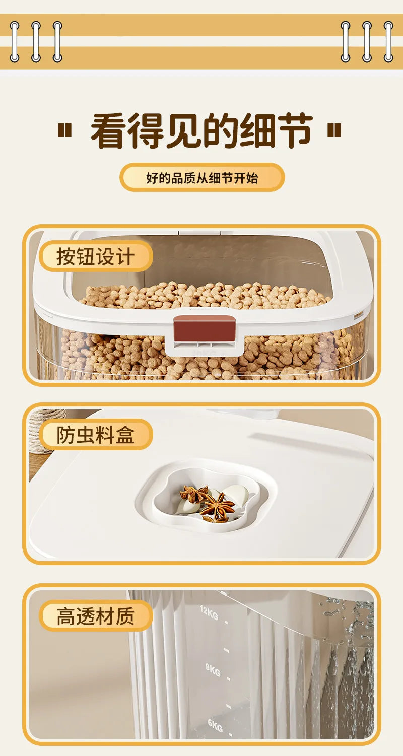Pet Food Storage Bucket Dog Food Bucket Moisture-proof Storage Cat  Box With Lid