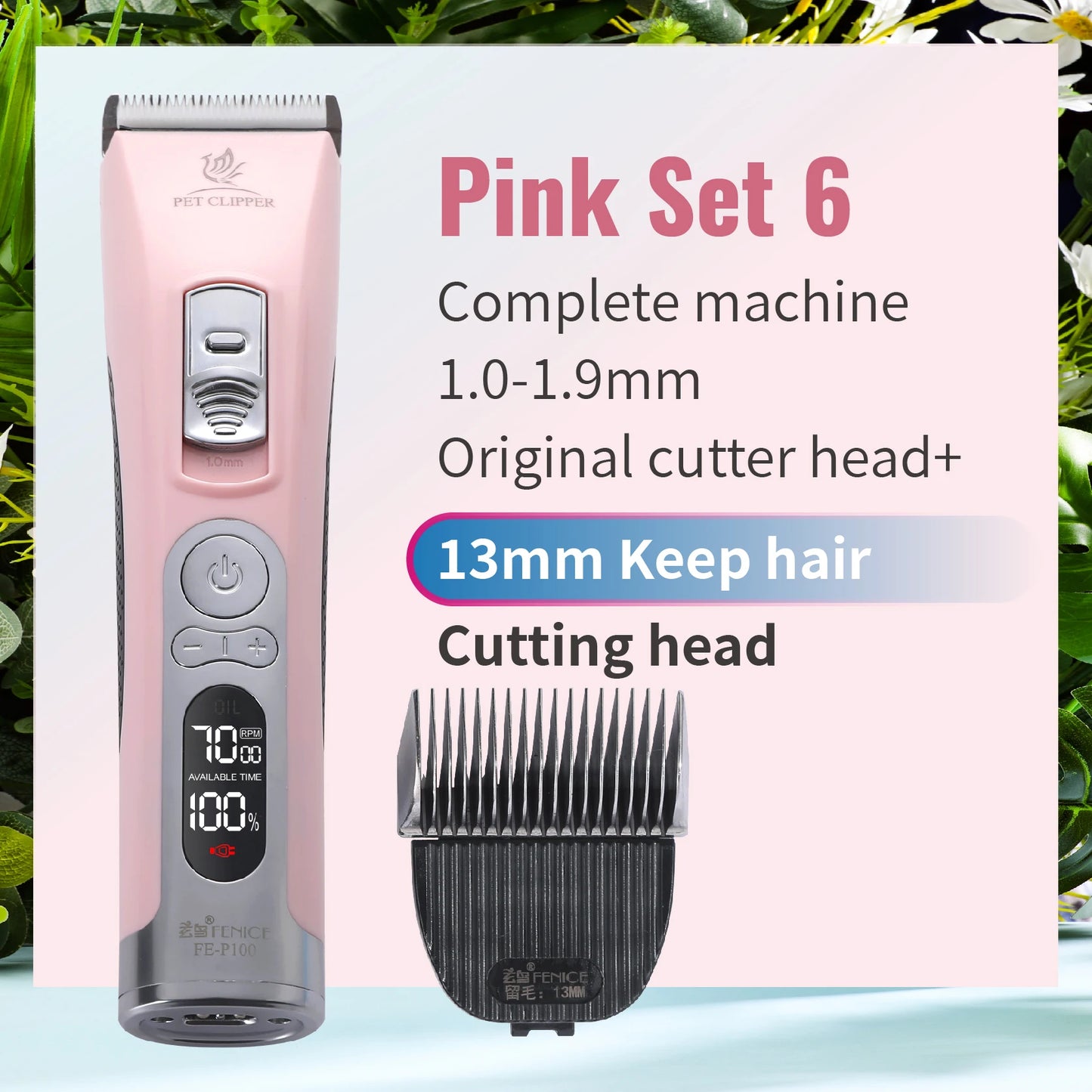Fenice Electrical Pet Clipper Machine Dog Hair Clippers Grooming Animals Haircut Trimmer Shaver Set Pets Cordless Rechargeable