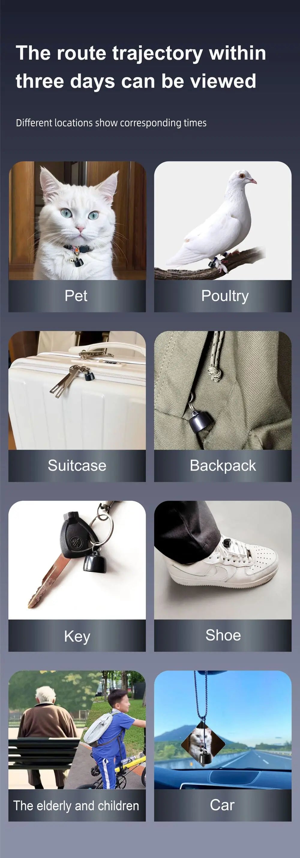 Mini Pets Global Locator Compatible with Android ISO System For birds and dogs and cats View 3 days of movement GPS Tracker