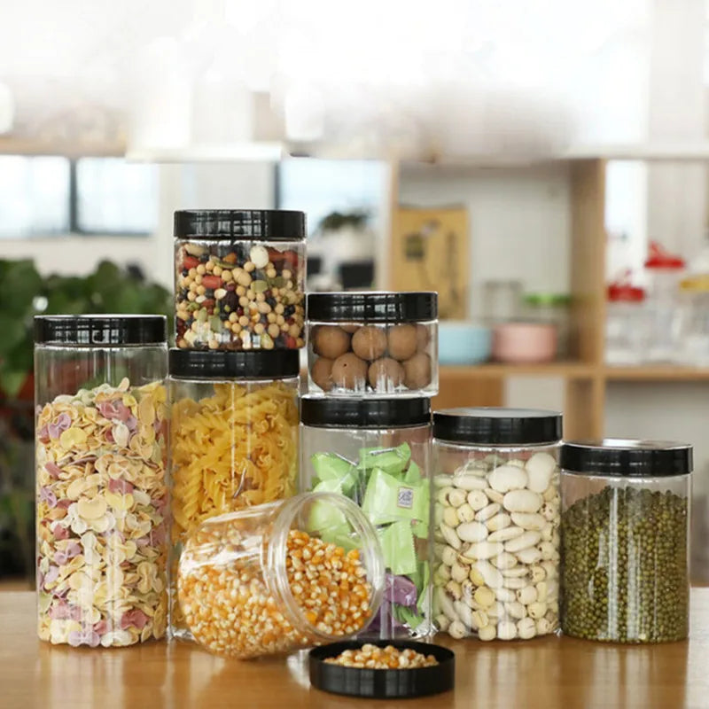 Wholesale 50pcs/pack Empty Plastic Clear Cosmetic Jars PET Food Jar Makeup Container With plastic lid Food Cans Seal Cans