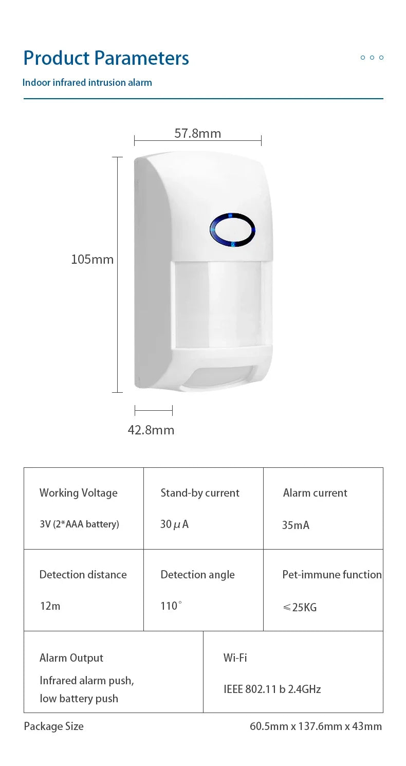 Tuya WiFi Motion Detector 25kg Pet Immune Sensor PIR Infrared Detectors APP Remote Control Smart Home Security Alarm