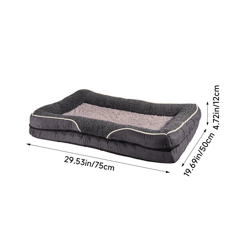 Voltsify Anti-Slip Orthopedic Pet Bed with Removable Zipper Cover, Elevated Pillow Support, High-Density Sponge & EPE Foam