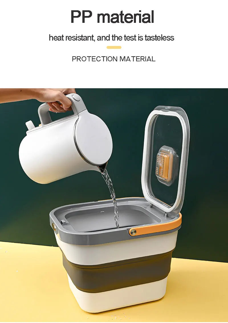Plastic Sealable Kitchen Dog Food Storage Dispenser Collapsible Fold Airtight Rice Container with Lid Locking