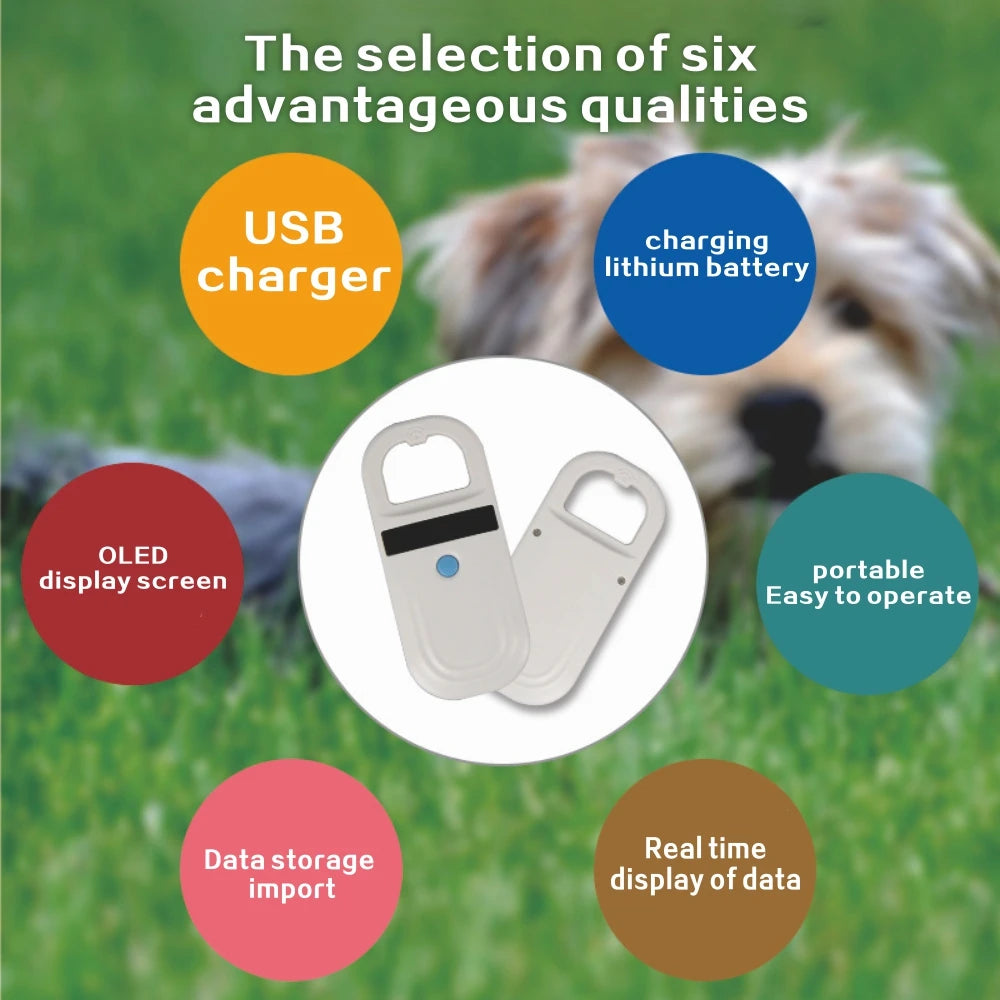 Bluetooth Iso11784/5 Fdx-b Animal Pet Id Reader Chip Transponder Usb Rfid Handheld Microchip Scanner For Dog,cats,horse