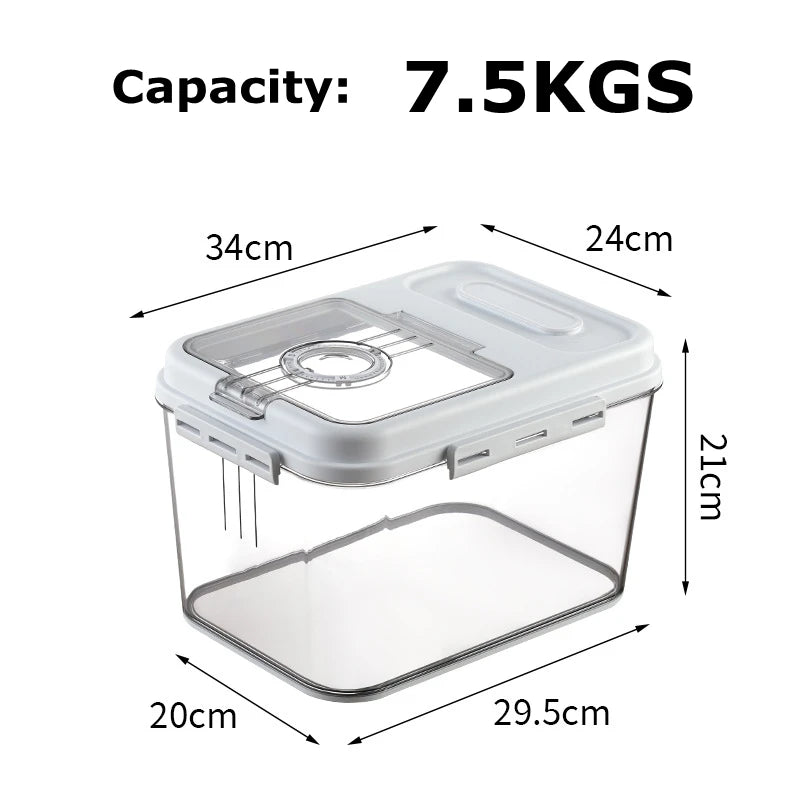 7.5kgs Plastic Rice Storage bucket Grain Dispenser Container Kitchen Organizer Pet Cat Dog Food Storage Bin Barrel Box With Lid