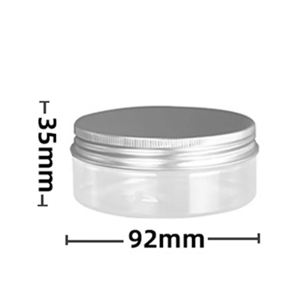 150/200ml/250/300/500g clear/amber plastic round pet jar container with aluminum /plastic cap lid for Cosmetic,food, Packaging,
