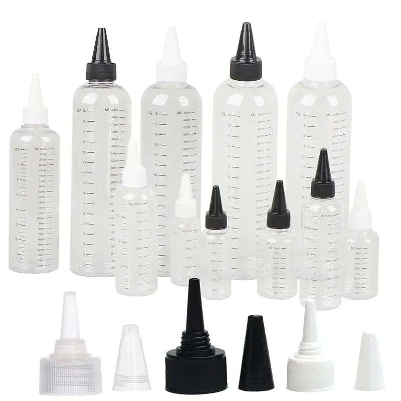 5Pcs 30/60/100/120/250/500ml PET Plastic Ink Bottles Empty Dropper Bottles With Screw-On Lids Squeezable Liquid Oil Container