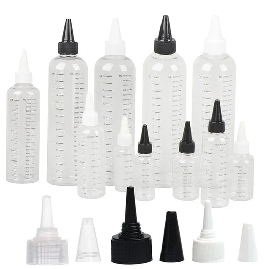 5Pcs 30/60/100/120/250/500ml PET Plastic Ink Bottles Empty Dropper Bottles With Screw-On Lids Squeezable Liquid Oil Container