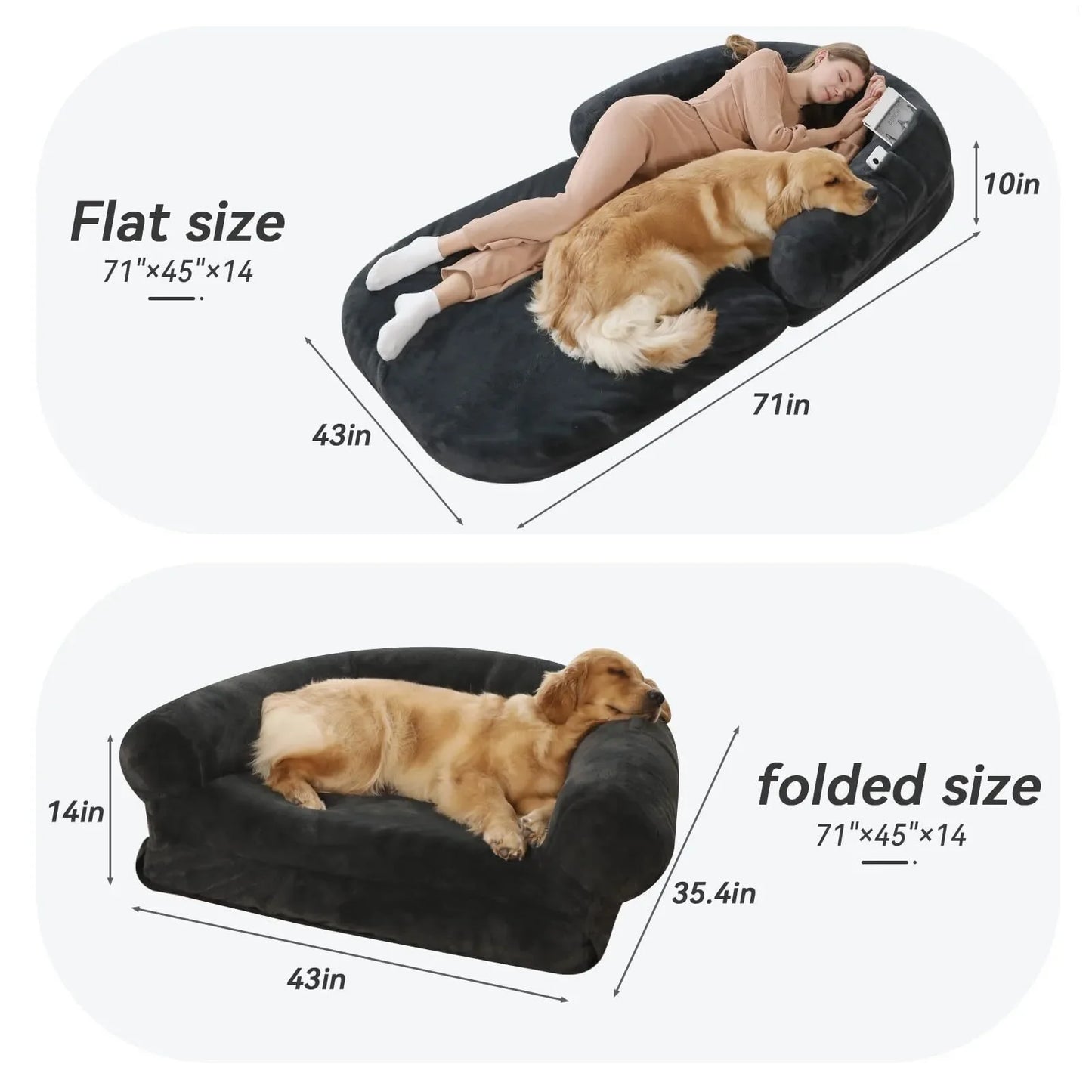 Human Pet Sofa Removable Washable Convenient Unfolding Large Dog Bed Plush Human Pet Sharing Kennel Soft Dog Cushion
