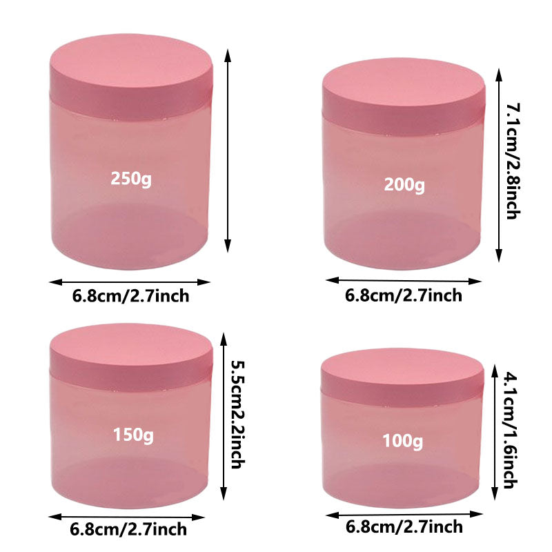 12Pcs 100-250g Pink PET Plastic Jar with Screw Lid Empty Comstic Face Cream Containers Travel Sample Jars Refillable Bottles