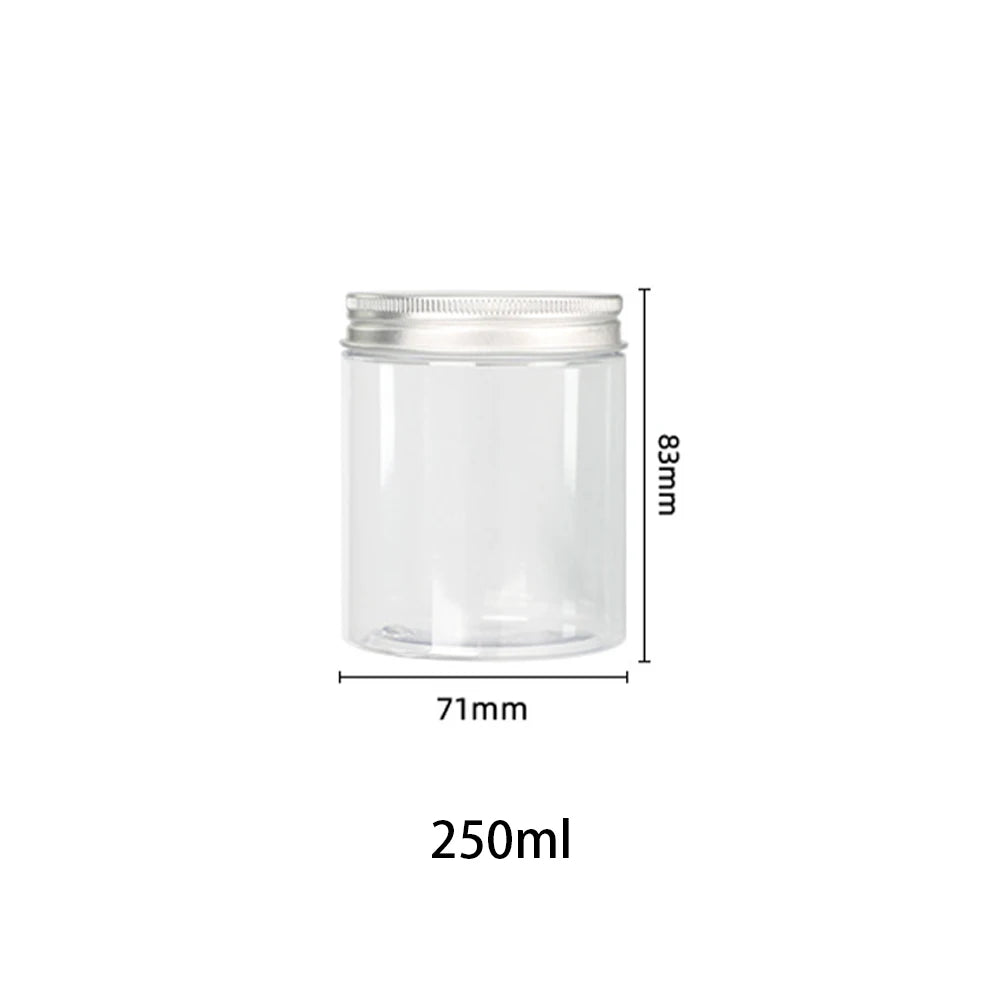 10/30pcs 50ml 100ml 150ml 250ml Empty Cosmetic Cream Jar with Aluminum Lid Clear Plastic Storage Container PET Makeup Pot Travel