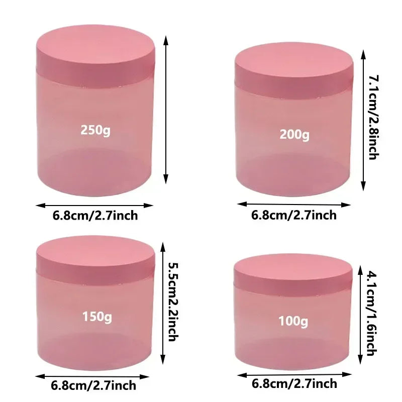 12Pcs 100-250g Pink PET Plastic Jar with Screw Lid Empty Comstic Face Cream Containers Travel Sample Jars Refillable Bottles