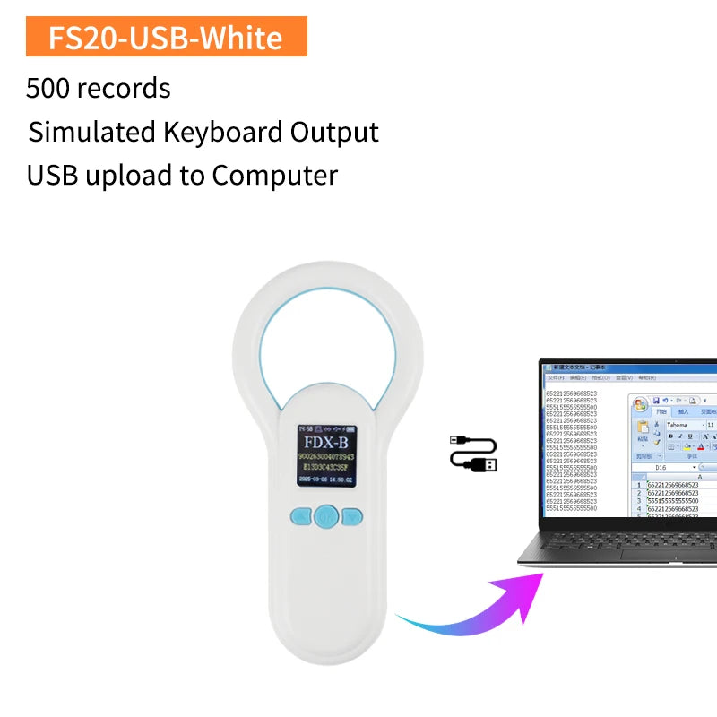 Handheld 134.2KHz 125kHz Animal RFID Reader Pet Cat Dog Microchip Scanner FDX-B Glass Chip USB/Bluetooth Tag Reader