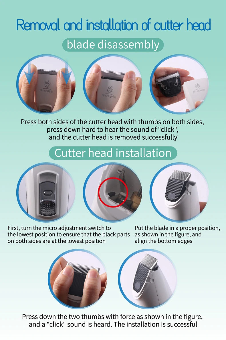 Fenice Electrical Pet Clipper Machine Dog Hair Clippers Grooming Animals Haircut Trimmer Shaver Set Pets Cordless Rechargeable