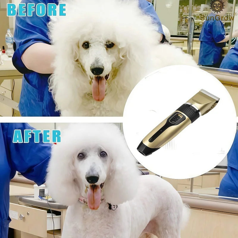 BRIEFNESS Professional pet trimmer, cordless low noise hair clipper for dogs/cats, grooming shavers for men/kids, shearing kits