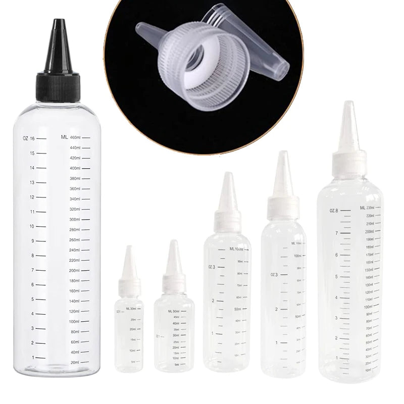 5Pcs 30/60/100/120/250/500ml PET Plastic Ink Bottles Empty Dropper Bottles With Screw-On Lids Squeezable Liquid Oil Container
