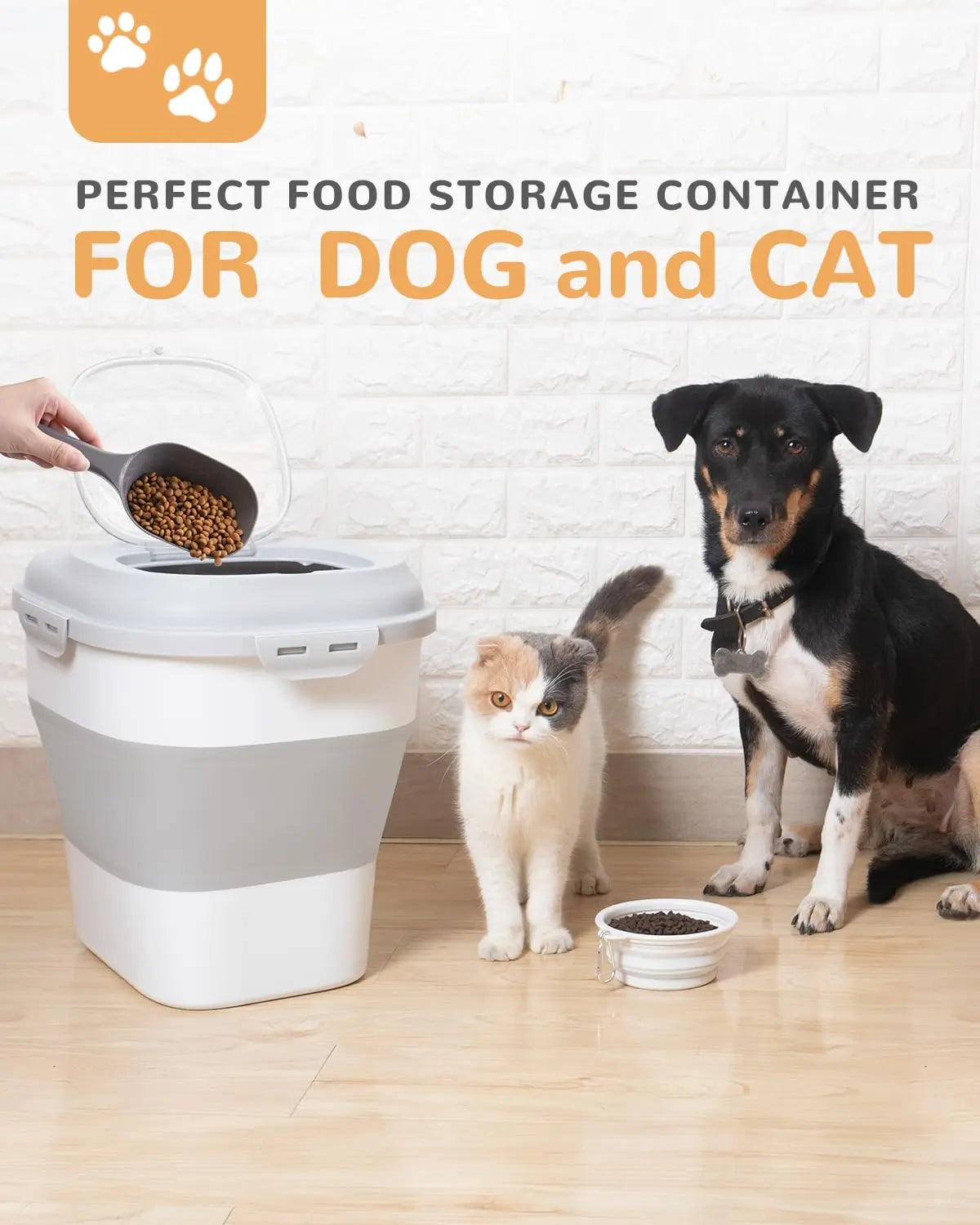 Hot Selling Dog Food Storage Container Collapsible Dog Food Container with Airtight Lids Wheels Large Pet Food Storage