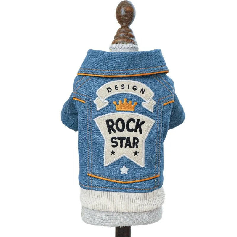 Pet Clothing Spring And Autumn Handsome Cool Cowboy Coat Suitable Cute Rock Roll Denim Clothing for Small and Medium sized Dogs