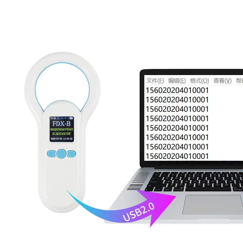 Handheld 134.2KHz 125kHz Animal RFID Reader Pet Cat Dog Microchip Scanner FDX-B Glass Chip USB/Bluetooth Tag Reader