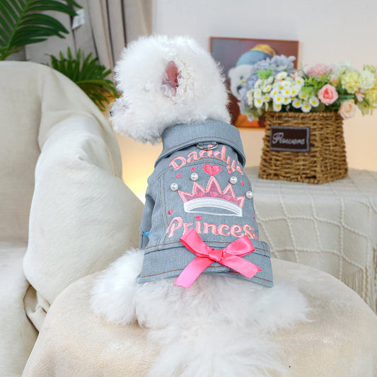 Little Princess Jacket Pet Clothes Dog Cat Anti-hair Loss Summer Blue Handsome Towable Vest