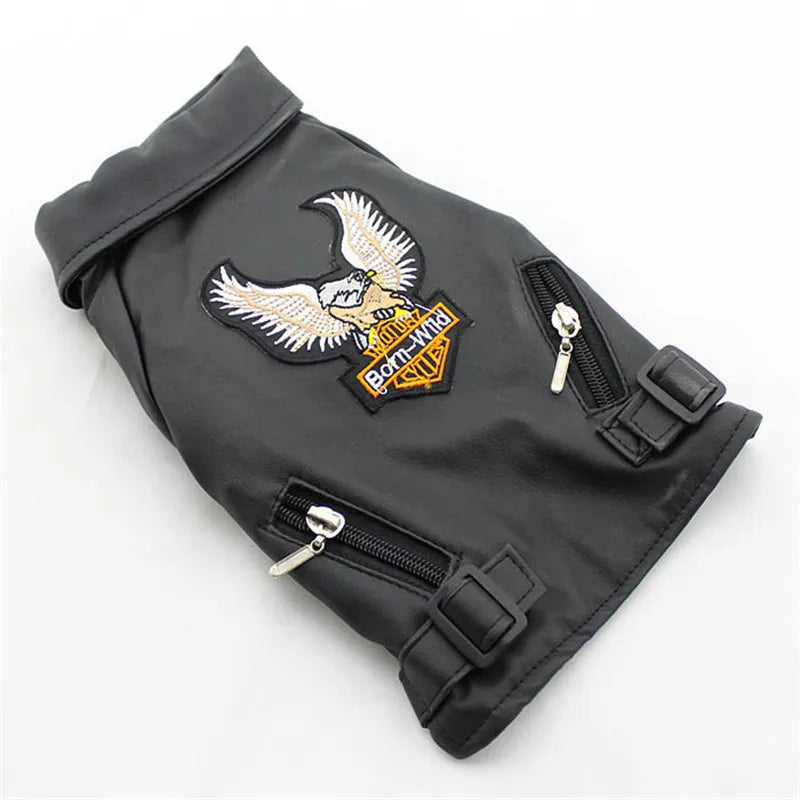 Glorious Eagle Pattern Dog Coat PU Leather Jacket Soft Waterproof Outdoor Puppy Outerwear Fashion Clothes For Small Pet(XXS-XXL)