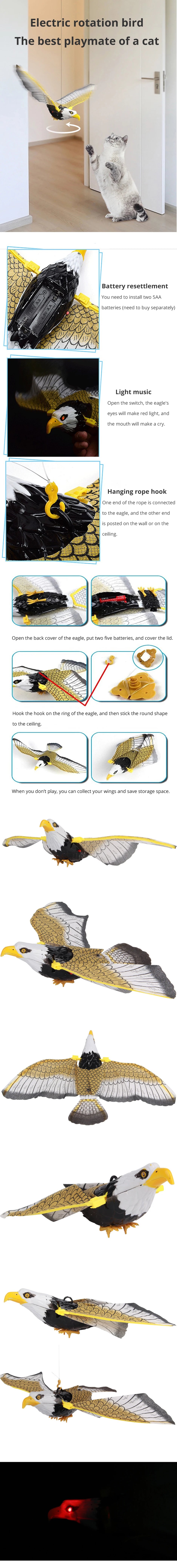 1Pcs Electric Flying Eagle Electronic Pet Toy Rotating Simulation Flying Bird With Light Music