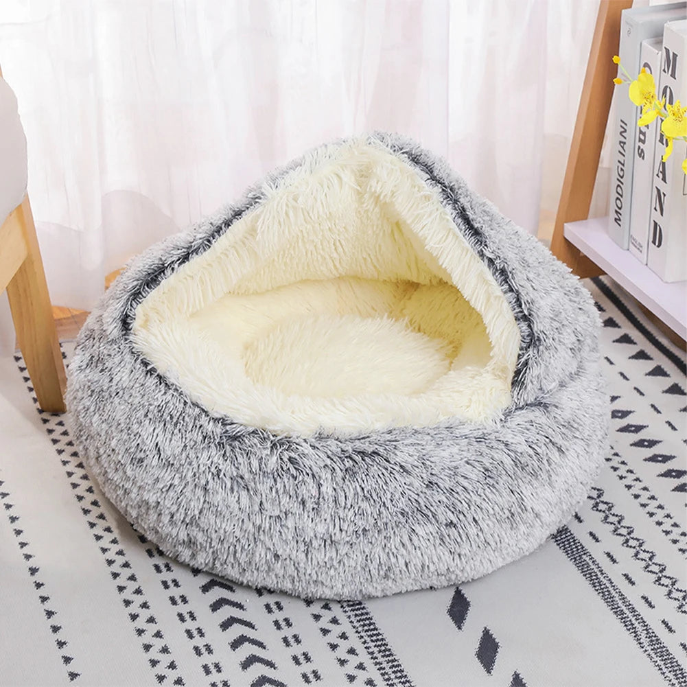 Tieker Plush Pet Bed Round Cat and Dog Soft Bed Pet Mattress Sleeping Hole Universal Suitable for All Seasons Small Cats and Dog