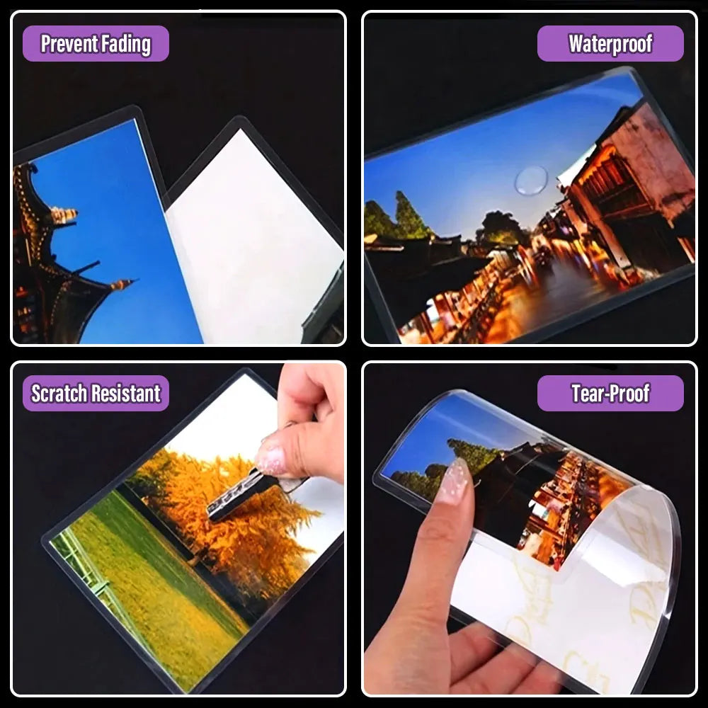For Fun 3/4/5/6 Inch 100 Sheets 60 Mic Thermal Laminating Film PET Plastic Film For Photo/Card/Picture Hot Laminator Film