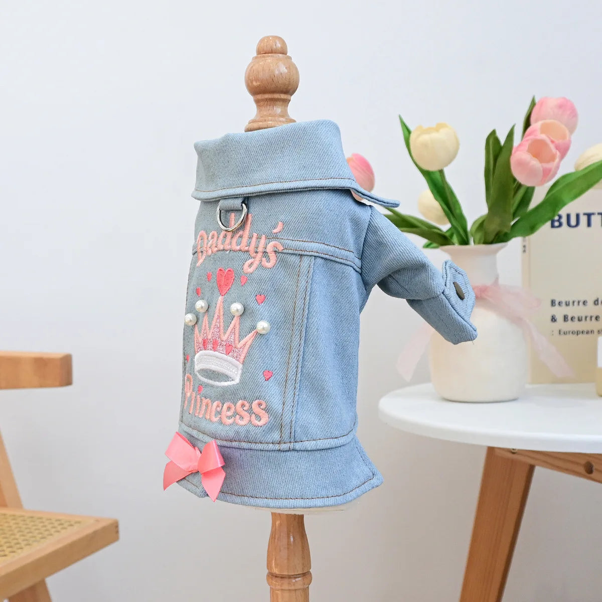Denim Puppy Jacket For Chihuahua Yorkie Adjustable Lightweight  Coat, Breathable Dog Clothes With Snap Closure