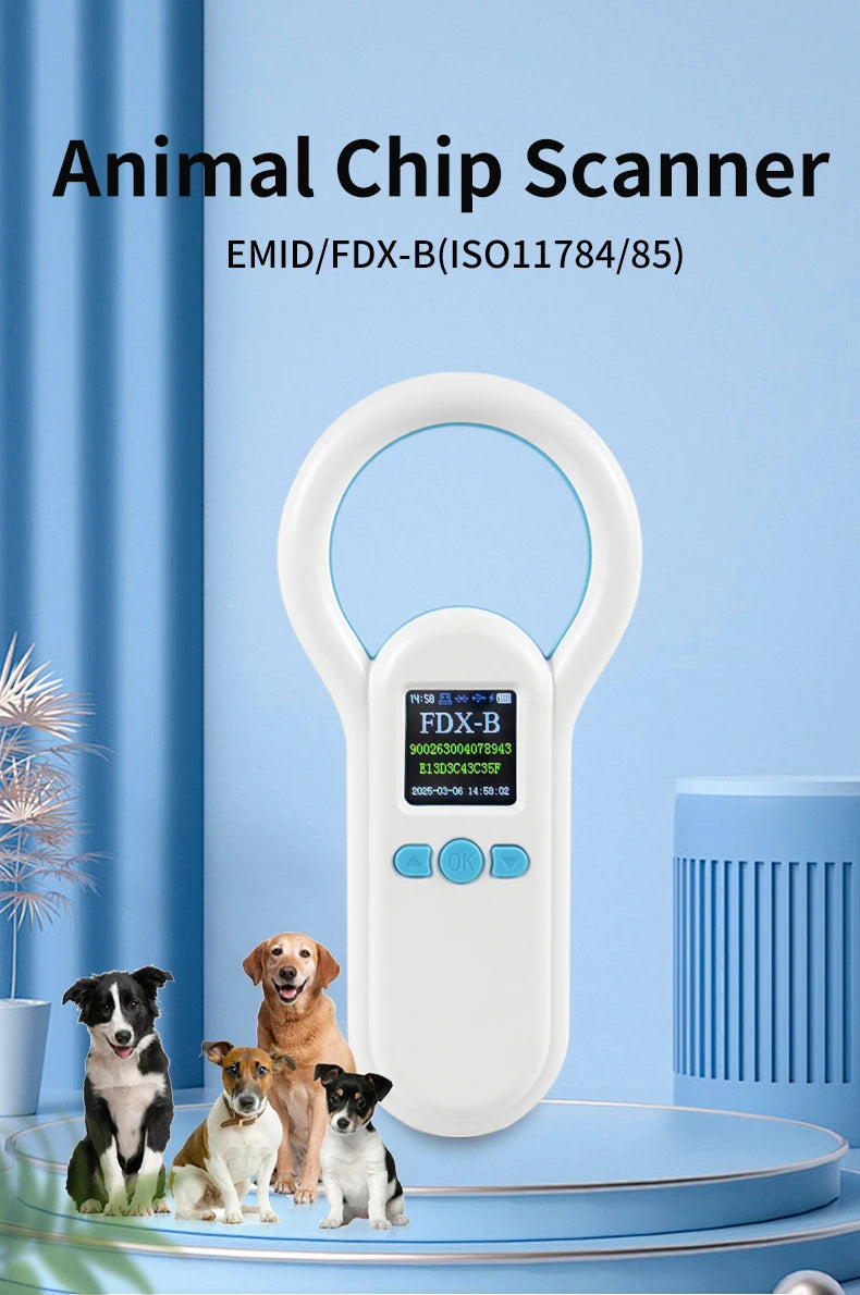 Handheld 134.2KHz 125kHz Animal RFID Reader Pet Cat Dog Microchip Scanner FDX-B Glass Chip USB/Bluetooth Tag Reader