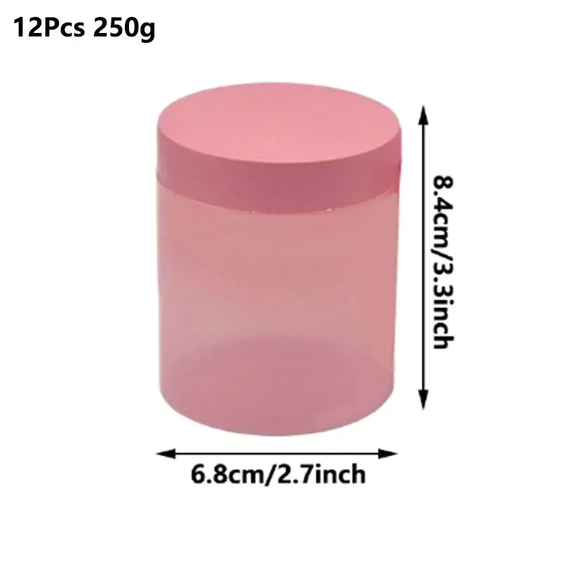 12Pcs 100-250g Pink PET Plastic Jar with Screw Lid Empty Comstic Face Cream Containers Travel Sample Jars Refillable Bottles