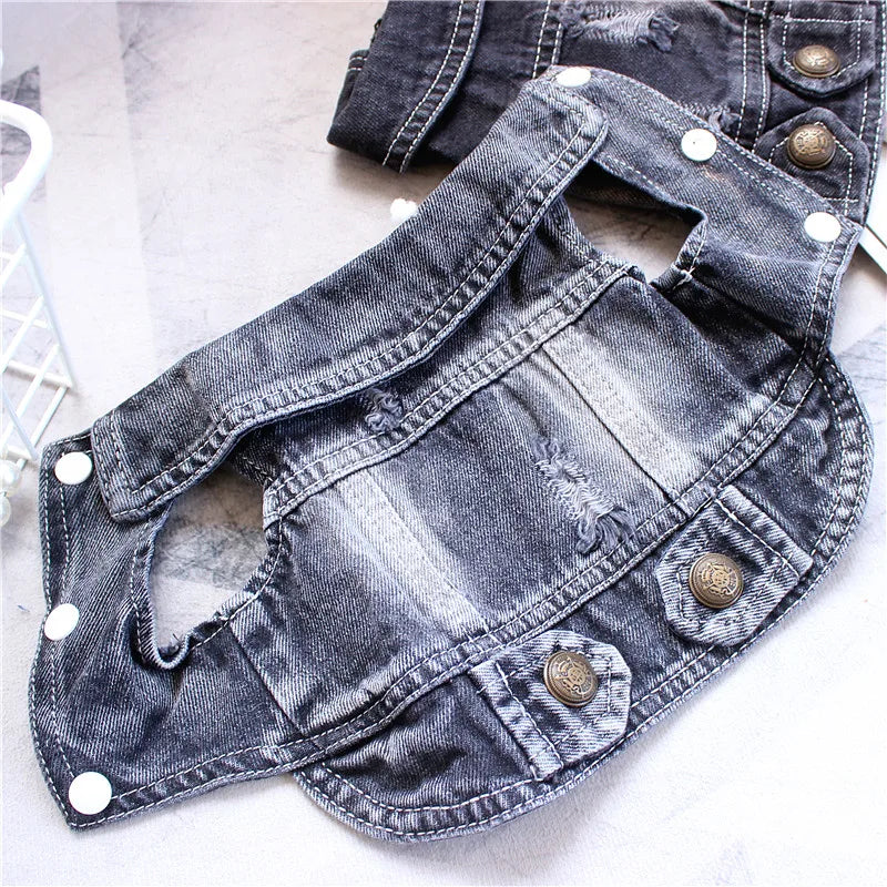 Pet Clothes Denim Dog Costume Summer Cowboy Vest Daisy Shirt Jeans Jacket Puppy Clothing for Chihuahua Yorkies
