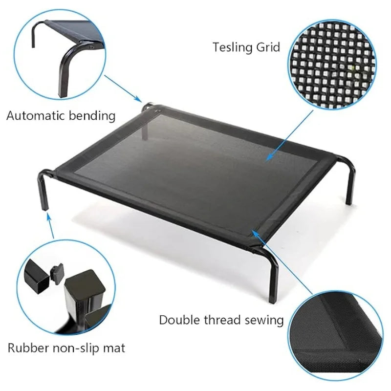 Elevated Dog Bed - 3 Sizes, Outdoor Pet Sofa Bed for Camping, Black Raised Cot for Dogs/Cats