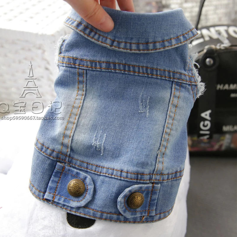 Pet Clothes Denim Dog Costume Summer Cowboy Vest Daisy Shirt Jeans Jacket Puppy Clothing for Chihuahua Yorkies
