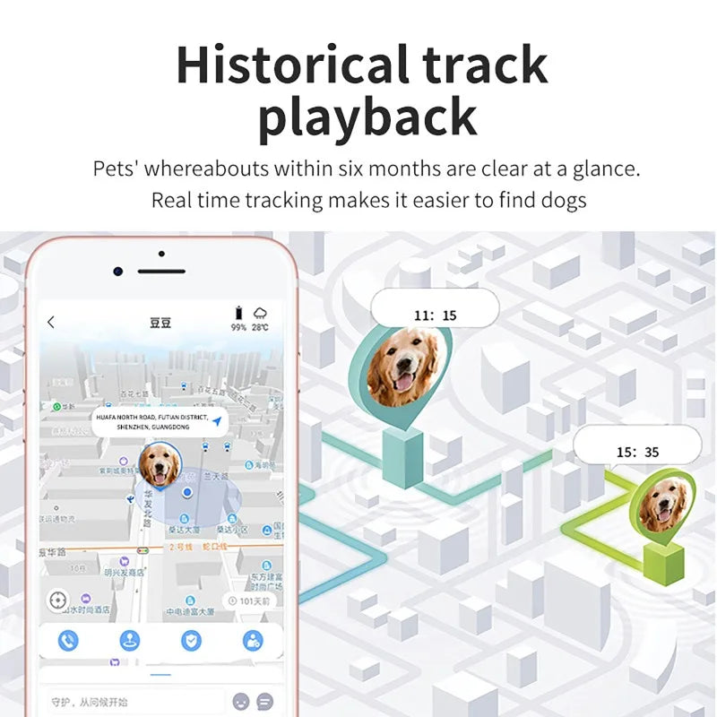 2G GPS & WiFi Pet Tracker Anti-Lost Smart Collar for Dogs/Cats with Real-Time Location Tracking Pet Activity Monitor Tracking
